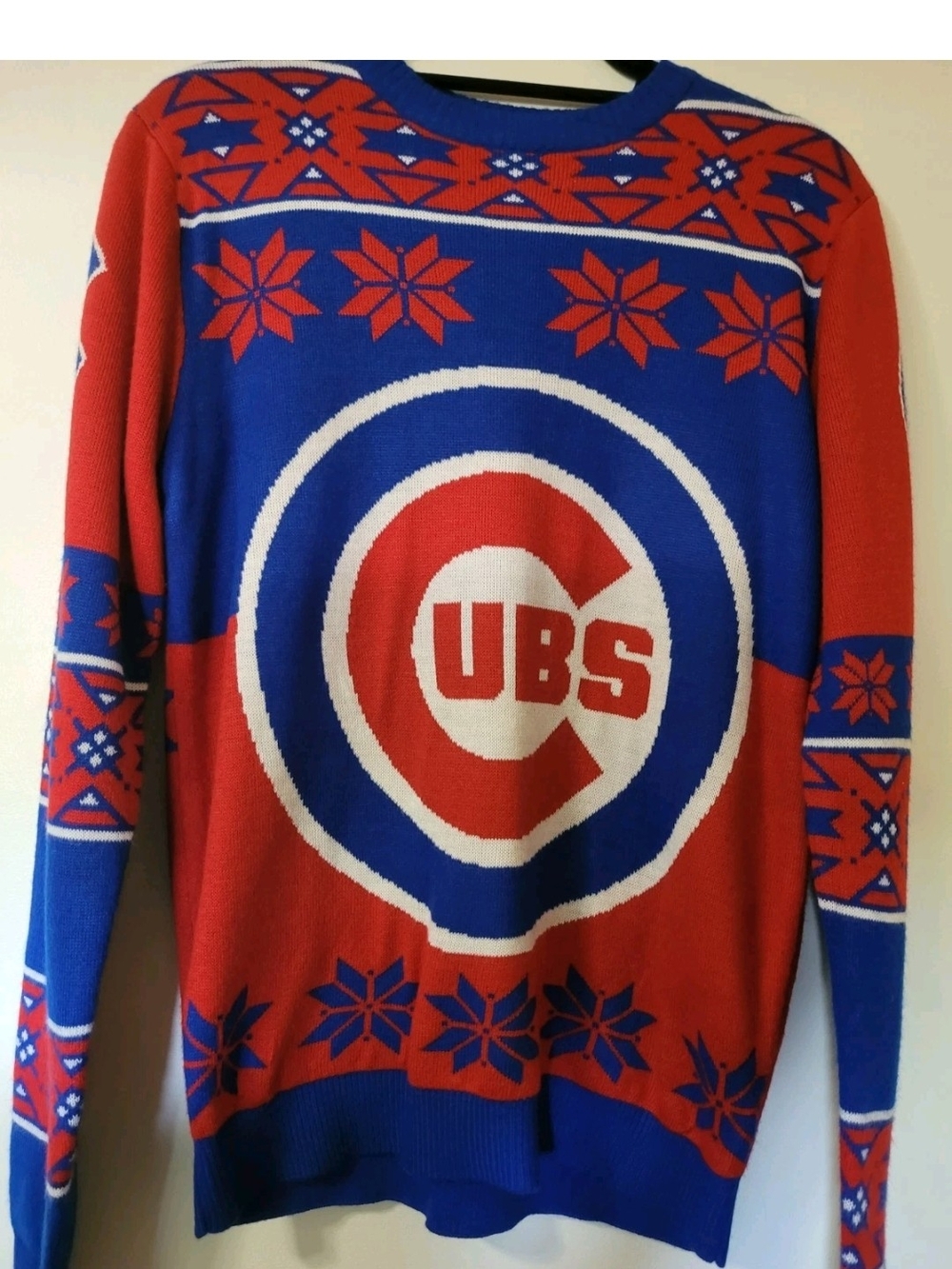 Chicago Cubs Red & Blue Logo Crewneck Ugly Christmas Sweater